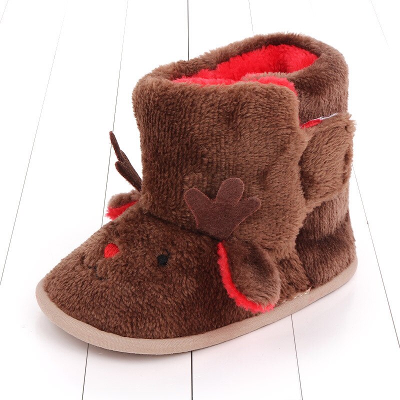 Newborn Infant Baby Girls Boys Snow Boots Christmas Winter Warm Baby Shoes Solid Button Plush Ankle Boots 0-18M