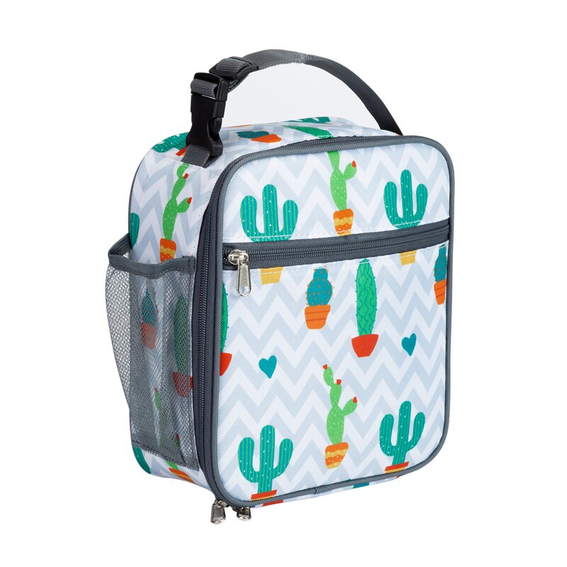 Heopono Portable BPA free Fitness Cool Box Boys Girls Children Thermal Lunch Box Kids Animal Printing School Insulated Lunch Bag: Cactus bag / Standard Size