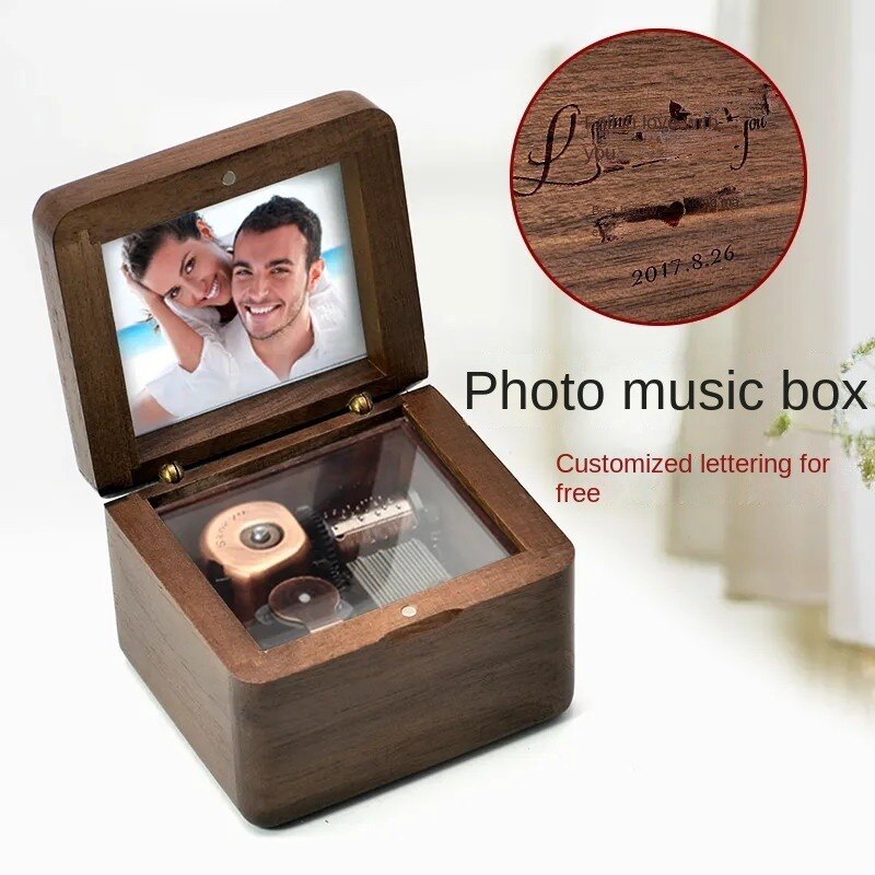 Music box with photos wooden music box Sky City music box birthday wedding home decoration