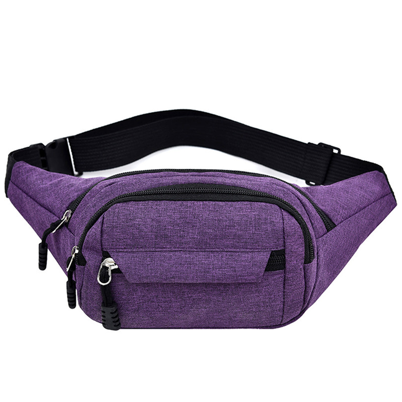 Taille Tas Vrouwen Mannen Tas Murse Back Anti-diefstal Rits Handtas Handtas Zwart Riem Tas fanny Pack J12: purple purse