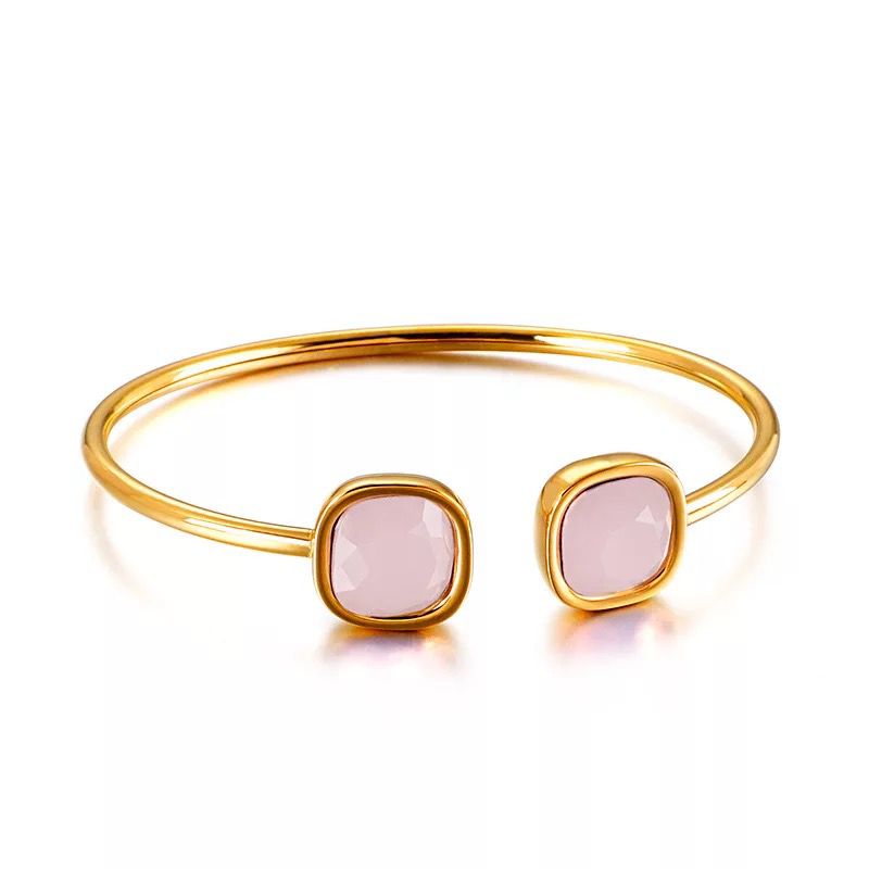 Pulseira feminina de aço inoxidável, joia feminina feita em aço inoxidável com pedra gema aberta: 5