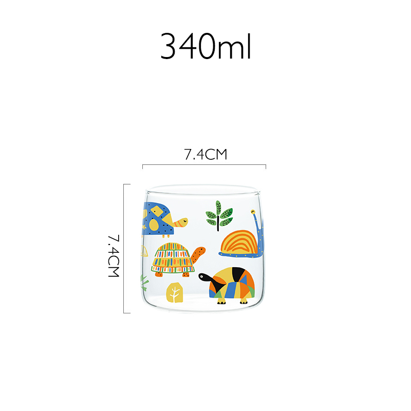 Braziliaanse Stijl Schildpad Kip Afdrukken Theewaar Glazen Theepot Voor Kachel Hittebestendige Temperatuur Explosieveilige Thee Zetgroep: TURTLE CUP 340ml
