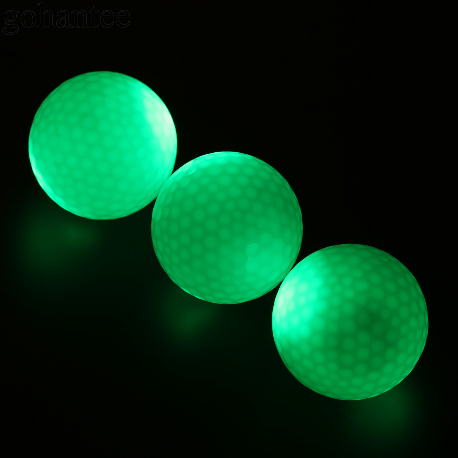 Gohantee-12 pelotas de Golf LED con caja, pelota de práctica de Golf de entrenamiento nocturno, 42,6mm (1,67 &quot;) de diámetro Bolas de Golf Surlyn, 6 colores, bolas de: Green