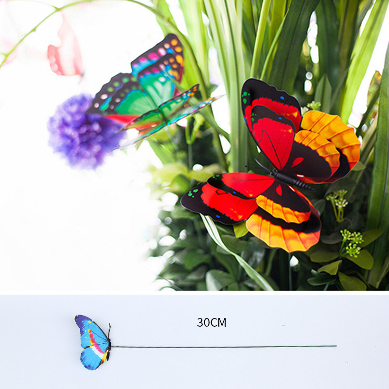 Neue 12 stücke 3D Doppel Schicht Schmetterling Pvc Zauberstab Aufkleber draussen Garten Dekoration Hochzeit Party Dekor