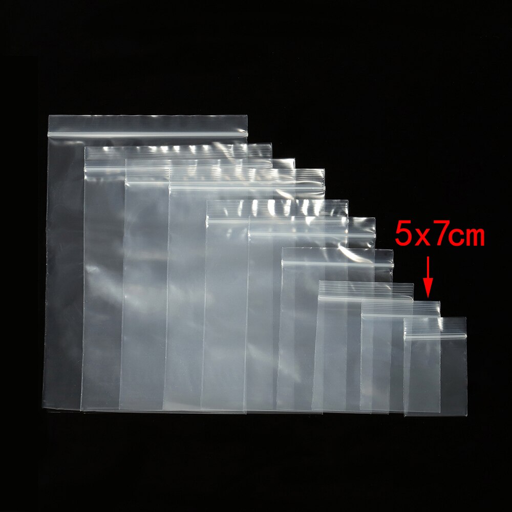 100pcs Transparent Self Sealing Zip Zipper Lock Plastic Bags 4*6/5*7/6*8/7*10cm Clear Ziplock Bags for Jewelry Packaging Bag: 5x7cm