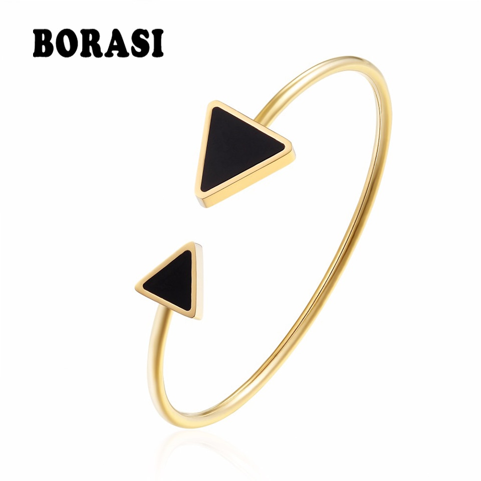 BORASI Armbanden & Bangles Voor Vrouwen Geometrische Driehoek Rvs Charms Armband Goud Kleur Armbanden Sieraden Party
