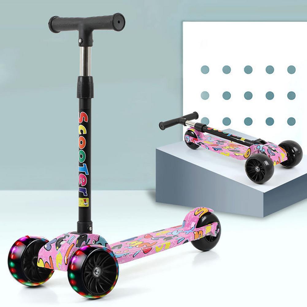 Kind Roller Falten Tretroller Einstellbar Höhe Skateboard Für Kinder Mit LED Licht Kateboard Outdoor Kinder Fuß Roller