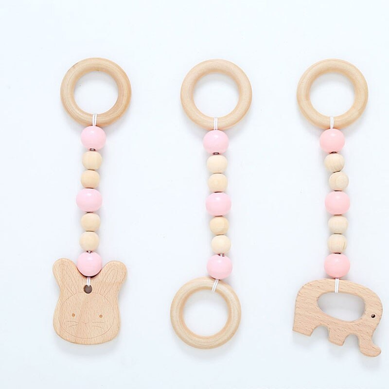 Juego de gimnasio de estilo nórdico para bebé, juguete sensorial con anilla, marco de madera, estante de ropa para habitación infantil, , decoración para habitación infantil, 1 Juego: 6