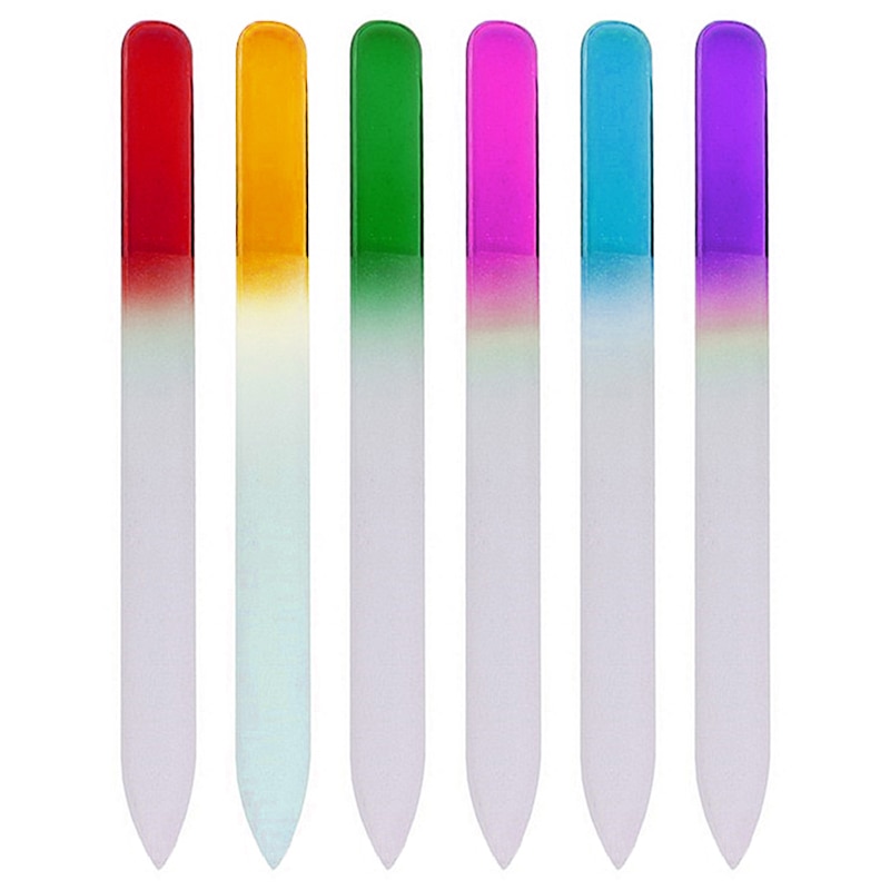 1Pcs Crystal Nagellak Strip Nagelvijlen Manicure Gereedschap Mode Transparante Gradient Nail Art Buffer Files Pro Bestand 6 kleuren