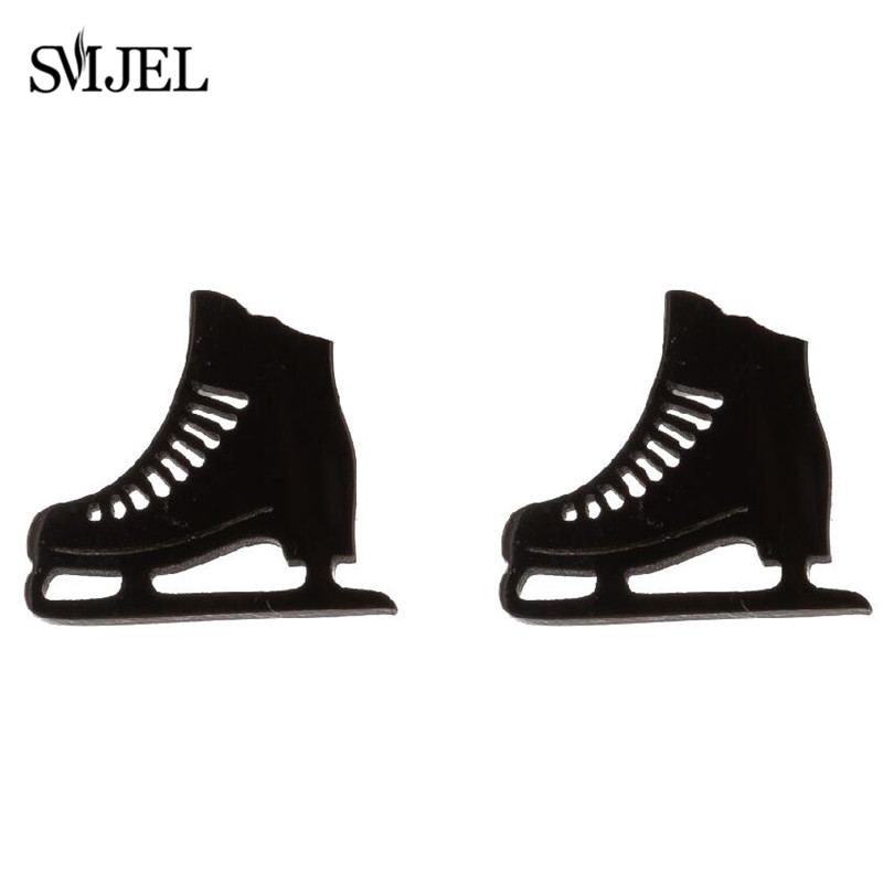 SMJEL-pendientes pequeños negros para bicicleta para hombre y mujer, joyería para Piercing en la oreja de acero inoxidable, aretes deportivos para Fitness,: Latón Plateado