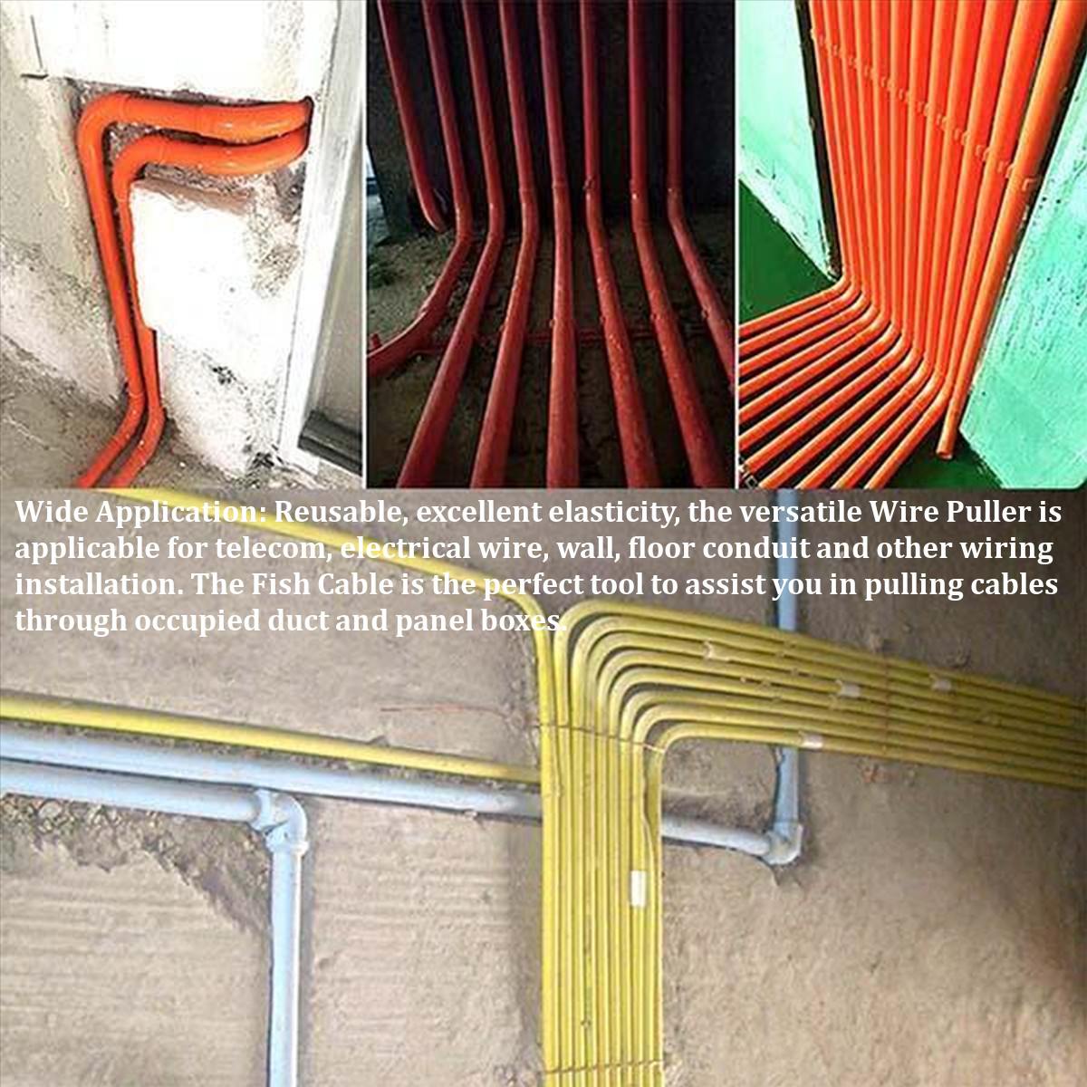 5mm Durable Guide Threading Device Fiberglass Electric Wire Cable Push Pullers Duct Snake Rodder Fish Tape Wire 5m to 30m Length