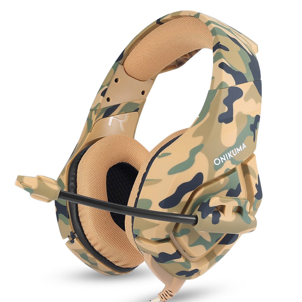 ONIKUMA Gaming Headset Gaming headphone Wired Earphone Casque Gamer Stereo Bass with Microphone Headphones For PS4 Laptop PC: K1 Camouflage yellow
