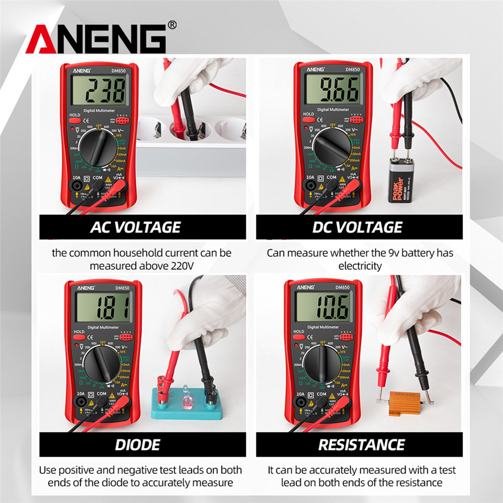 DM850 Smart LCD Digital Multimeter 1999 Counts AC/DC Tester Ohm Current Voltmeter Ammeter Detector Resistance Frequency Meter