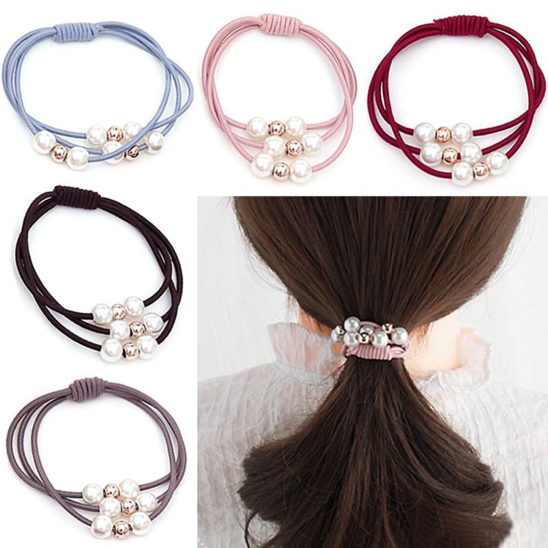 1Pc Multi-Layer Parel Haar Touw Elasticiteit Haar Ring Parel Haar Touw Haarband Accessoires Meisjes Rubber Band touw Voor Vrouwen