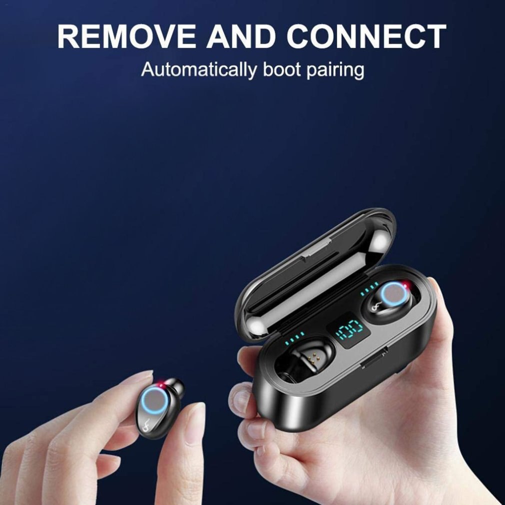 F9 True Wireless Headset 5.0 Wireless Binaural Stereo Headset Portable In-Ear Waterproof Sports Headset