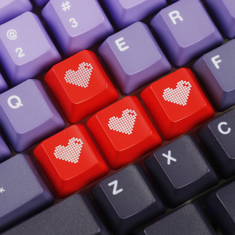 Red Pixel Heart Keycaps Set Van Esc Enter Wasd Arrow Key Caps Voor Mechanisch Toetsenbord Oem Profiel Abs Materiaal Double Shot