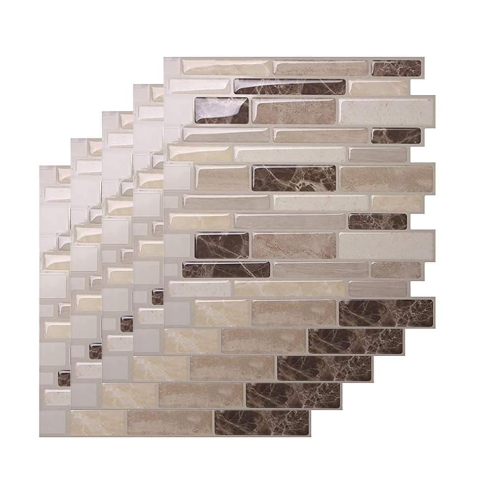 1/5/10PCS Wall Stickers Peel and Stick 3D Tile Sticker Self Adhesive Stick On Wall Tile for Kitchen Backsplash and Bathroom: 5PCS
