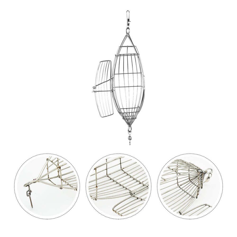 Stainless Steel Olive Shape Fishing Bait Lure Cage Bait Fishing Trap Basket