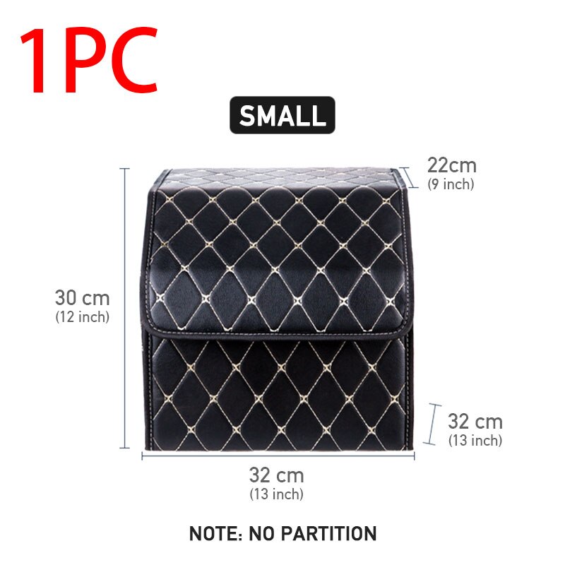 Caja de almacenamiento de maletero de coche, organizador de cuero resistente al agua, multiusos, desmontable, portátil, para todos los coches: Black White S