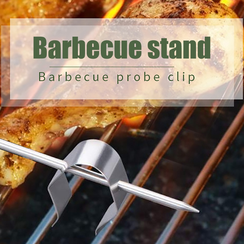 Universal Meat Grill Thermometer Probe Clip Holder BBQ Food Grade 304 Stainless Steel BBQ Stand Barbecue Tools