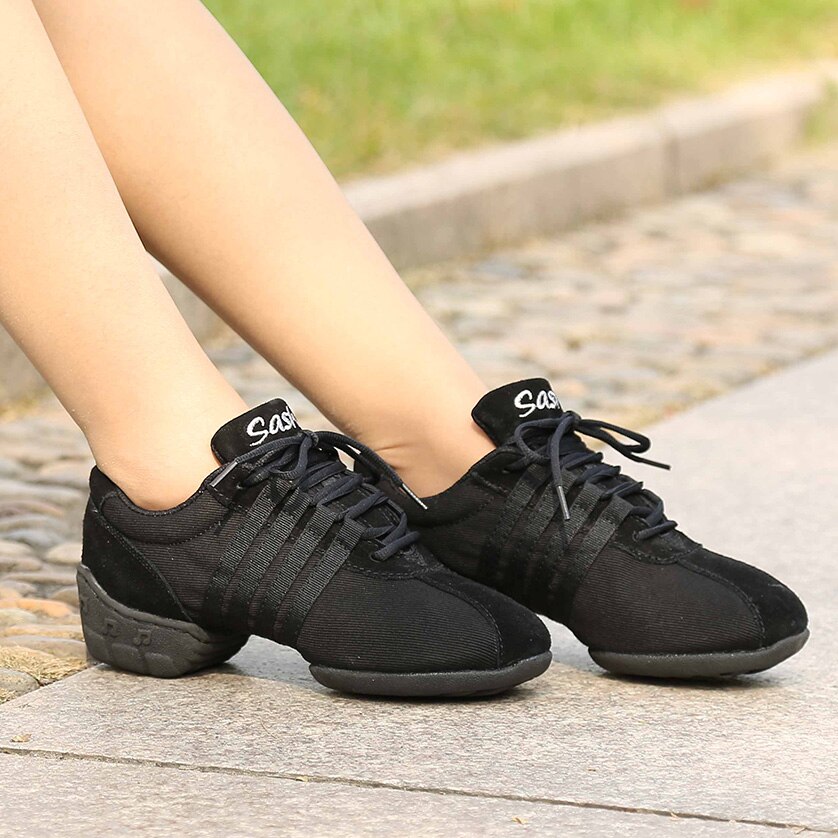 USHINE T01 Black Mesh Modern Jazz Shoes Zapatos De Dance Sneakers Jazz Ballet Dance Shoes Woman