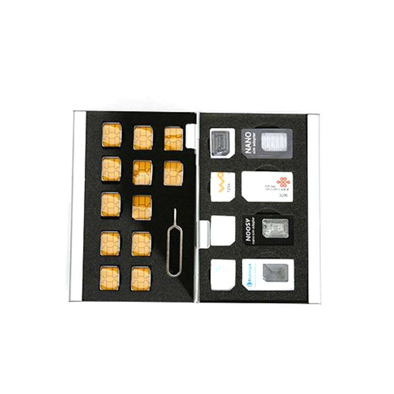 21 in 1 Aluminum Portable SIM Micro Pin SIM Card Nano Memory Card Storage Box Case Protector Holder Black