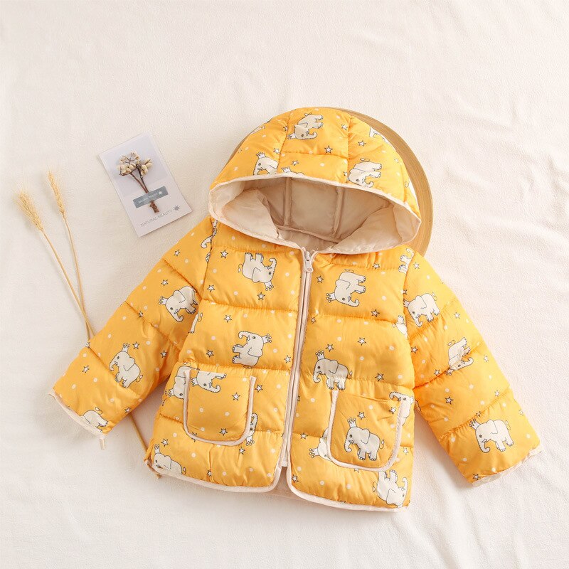 Winterjas Voor Kinderen 90% Katoen Cartoon Dier Patroon Warm Capuchon 2-6T Parka Unisex Kleding Bovenkleding