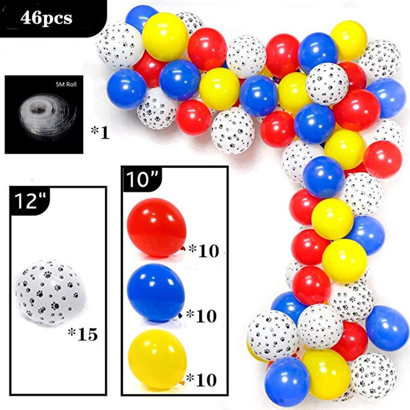 46pcs 10inch Pets Dog Paw Latex balloon Arch Kit Paw Balloons for Paw Animal Party Decorations Boy Birthday Supplies