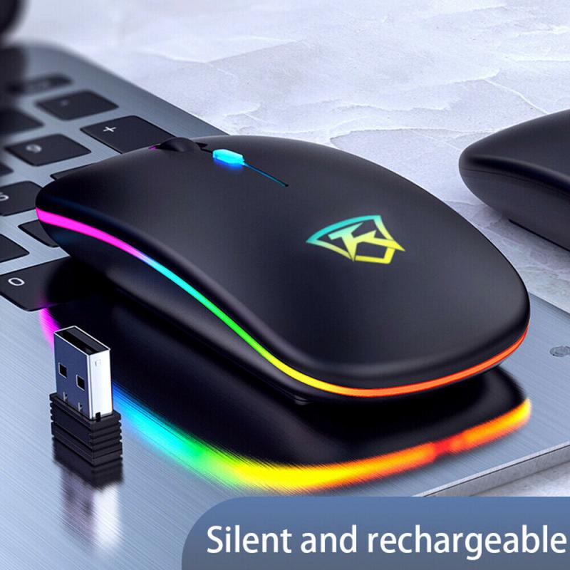 Stille LED hinterleuchtet Mäbenutzen USB Optische Ergonomische Spielen Maus Wiederaufladbare Maus kabellos PC Computer Maus Gamer Maus Für Laptop