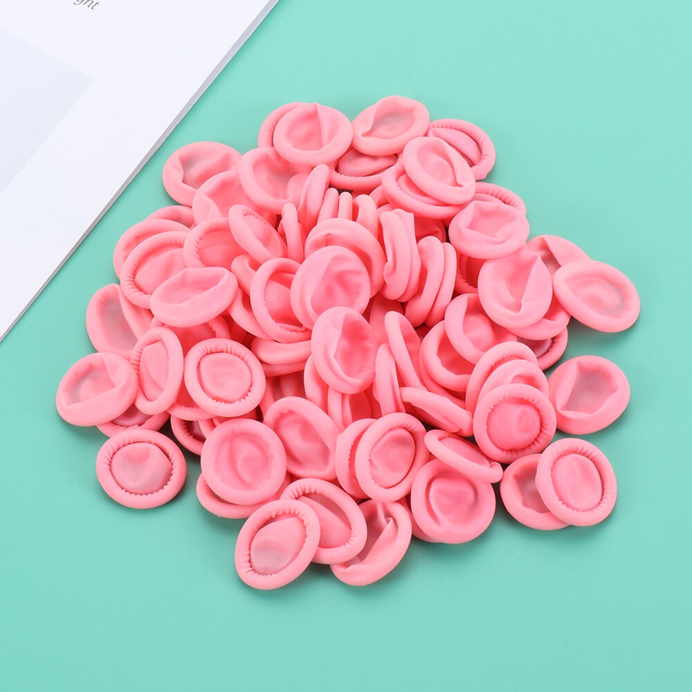 100 Pcs Disposable Finger Cover Natural Rubber Gloves Non-slip Anti-static Latex Finger Cots Fingertips Protector Gloves
