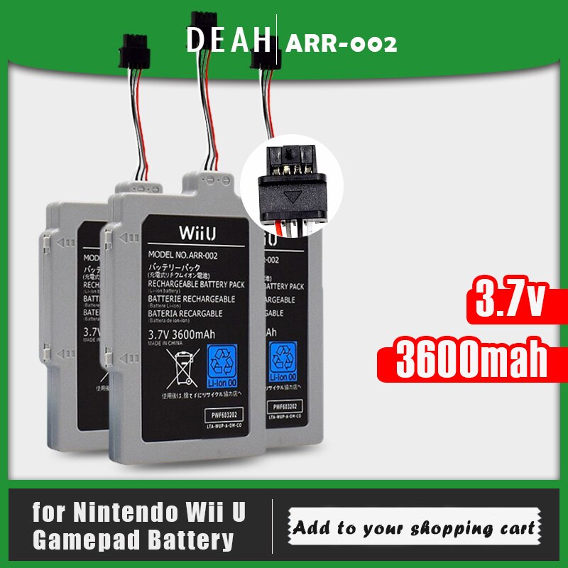 1-10 Stuks 3.7V 3600Mah ARR-002 Lithium Ion Oplaadbare Batterij Pack Voor Nintendo Wii U Gamepad Controller vervanging Batterijen