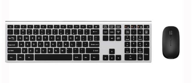 SeenDa 2.4G Wireless Keyboard Mouse Combos for Laptop Desktop Scissors Switch Keyboard Set for Windows Full Size Keyboard: Silver and Black