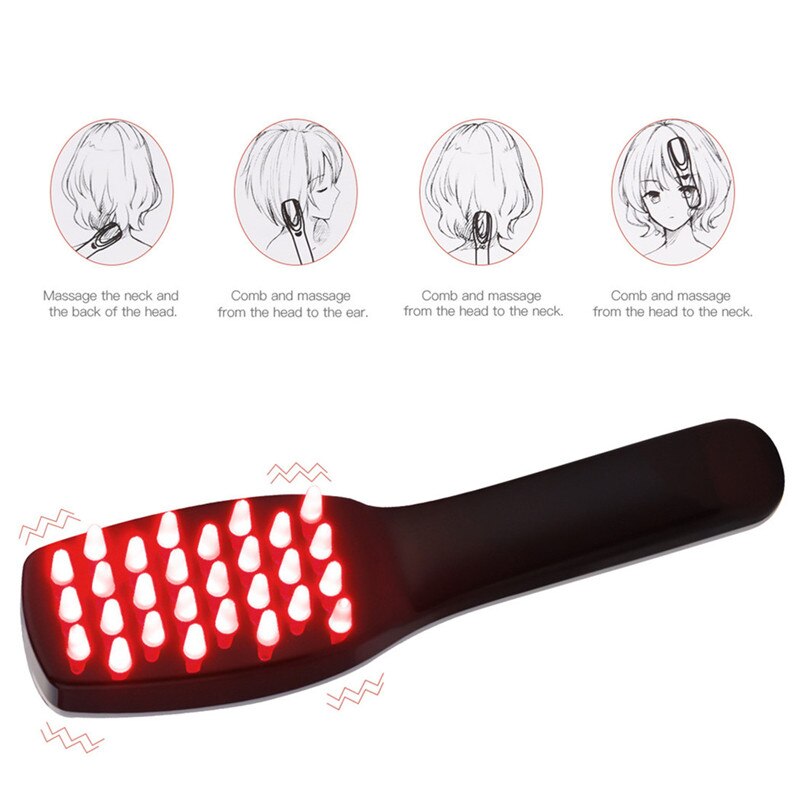 CkeyiN Phototherapy LED Light Hair Growth Comb Vibrating Head Massager Brush Rechargeable Scalp Anti Hair Loss Relieve Fatigue
