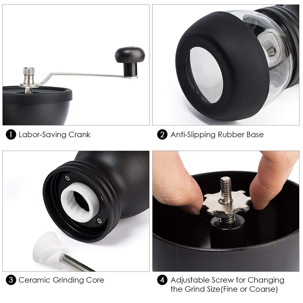 Washable Coffee Bean Grinder Manual Coffee Grinder Cafe Fortified Glass Portable Durable Spice Grinder Coffee Mill Grinder