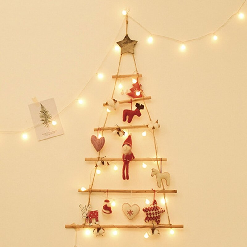 Nordic Stijl Diy Houten Kerstboom Kunstmatige Nep Kinderen Ornamenten Muur Opknoping Decoratie Voor Thuis Nieuwjaar