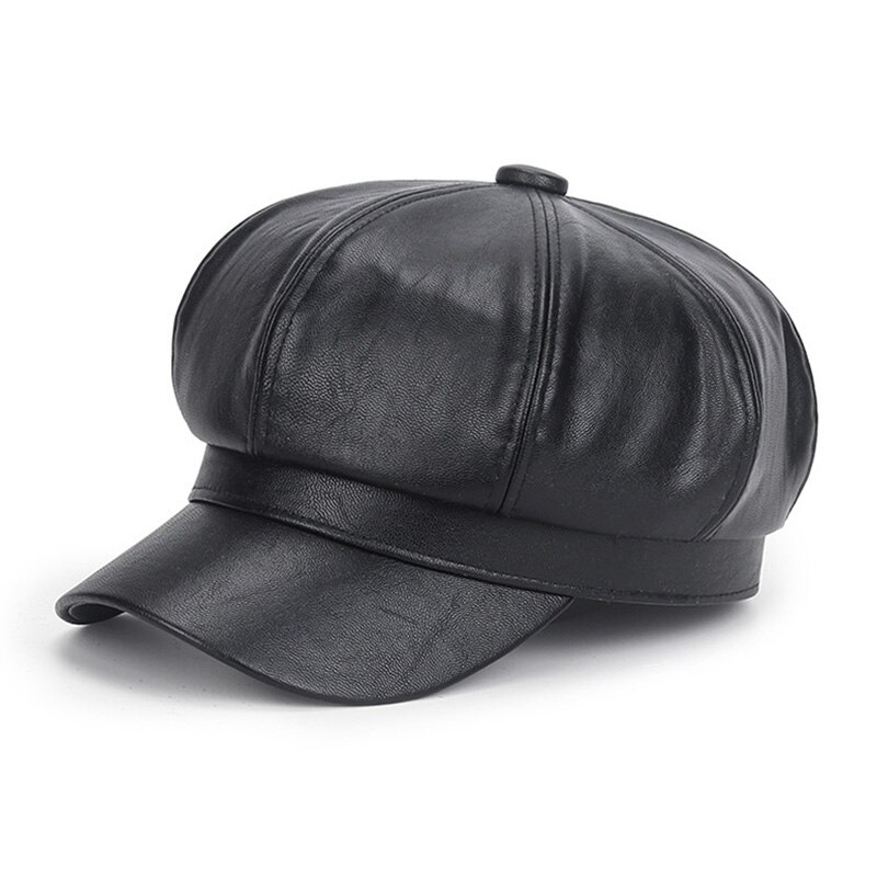 Gorro de cuero con visera para niño y mujer, gorro de estilo clásico, a la , para invierno, novedad: BK