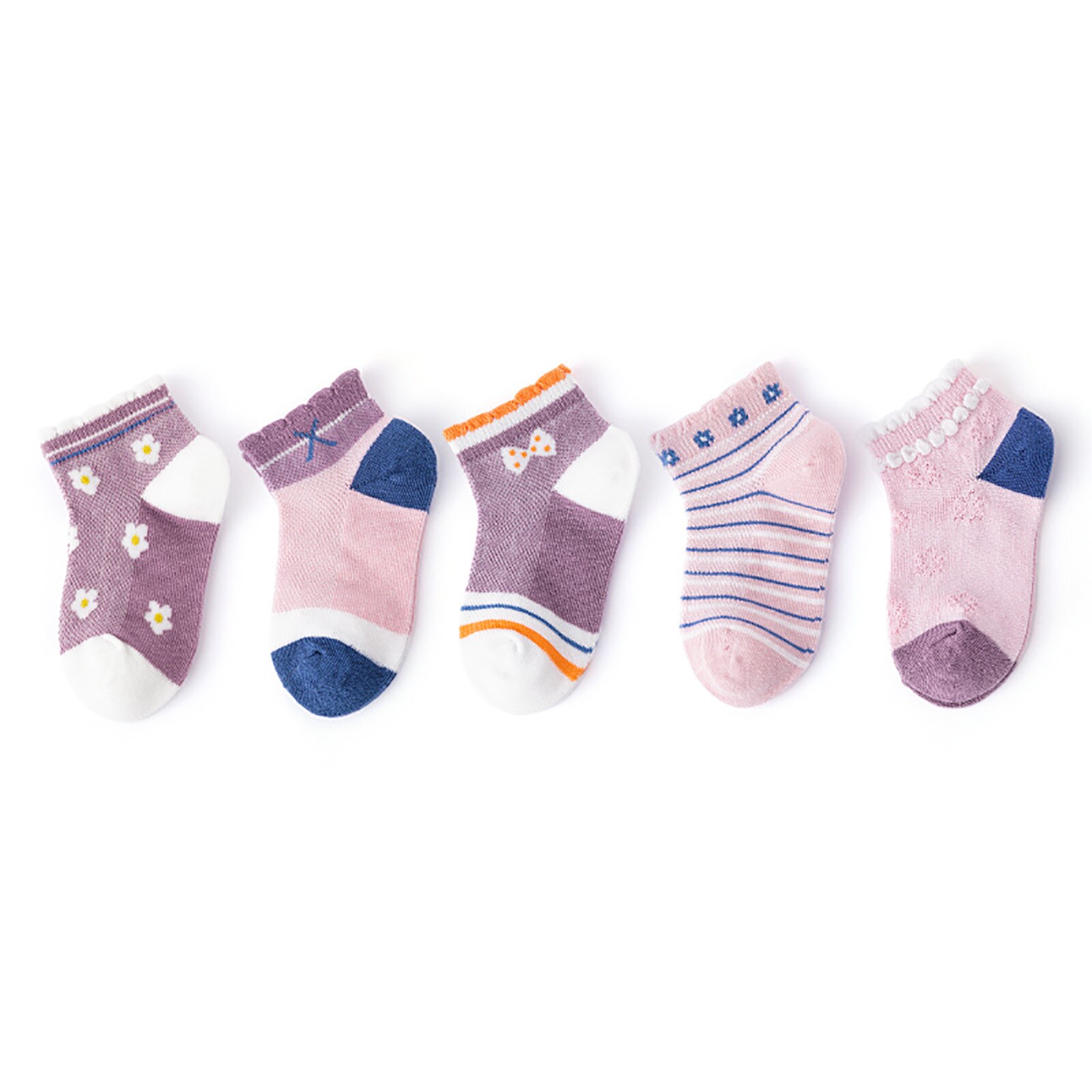 Kleinkind Jungen Mädchen Socken Gemütliche Atmungs Unisex kinder socken Sommer Nicht-slip Short Blume Drucken Socken Für Baby mädchen 5 Paar: XL