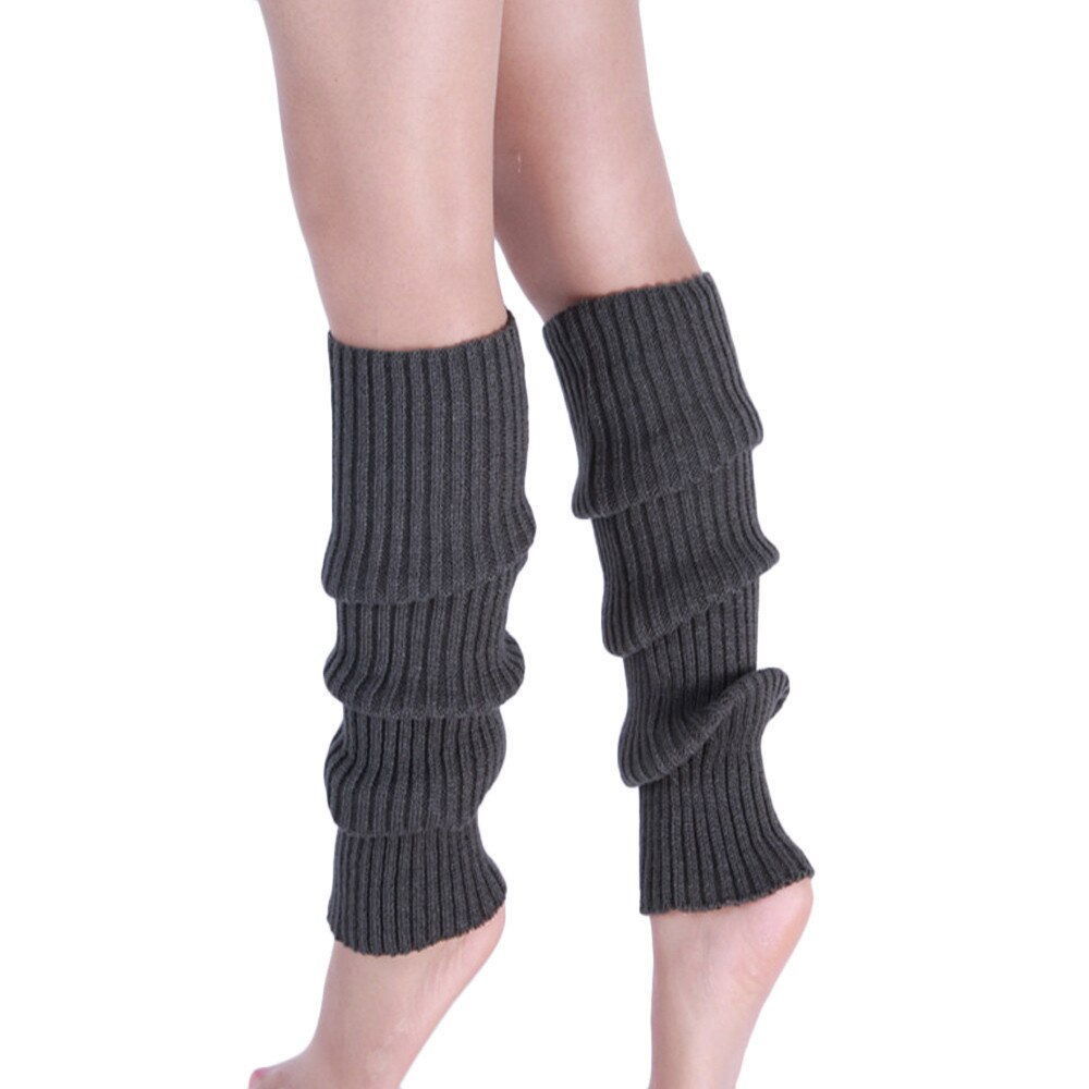 SAGACE High Socks Women Pure Colour Boot Cuffs Warmer Wool Knit Leg Stocks Winter Cotton Long Socks Over Knee Leg Warmer Girls: Gray