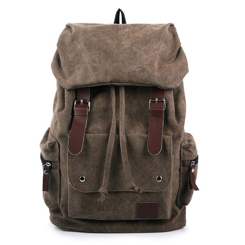 Casual Mannen Canvas Rugzak mannen Vintage Student Schooltas Grote Laptop Rugzak Canvas Trekkoord Rugzak MX16: Bruin