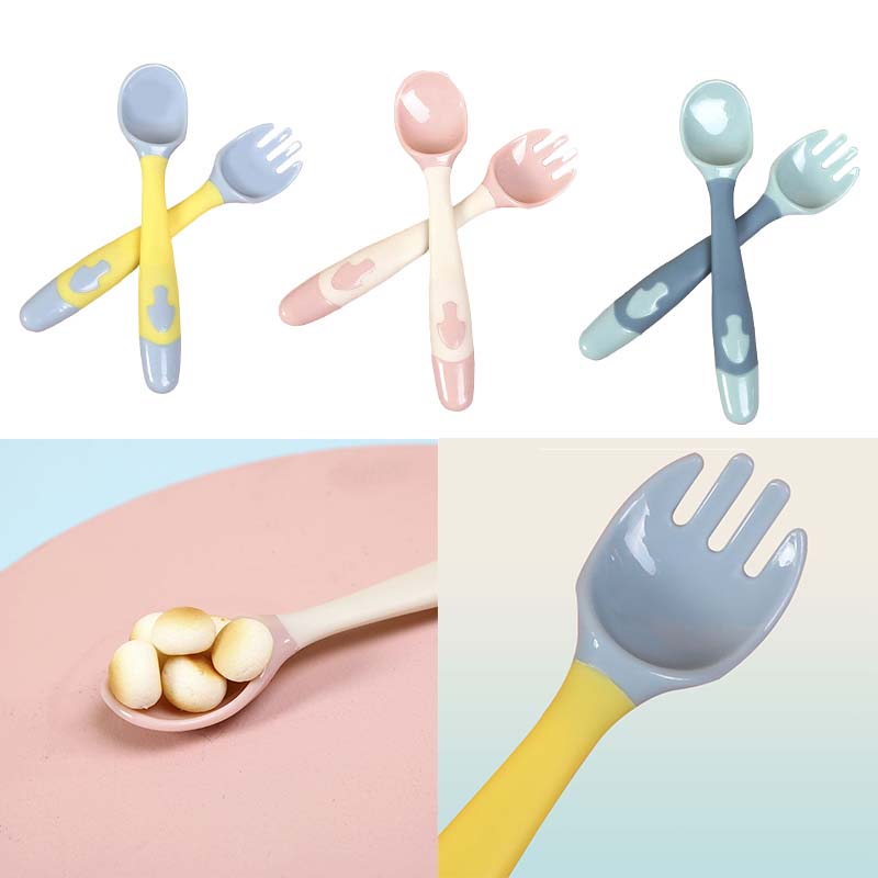 2 Stuks Paddestoel Roze Boxed Vork Lepel Kinderen Training Lepel Paddestoel Eten Lepel Peuter Servies Kan Turn Hoofd lepel