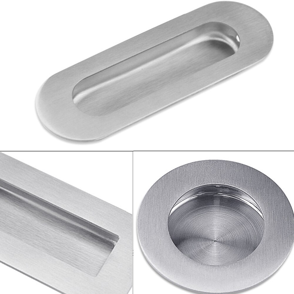 Handle Cupboard Door Knobs Drawer Wardrobe Recessed Stainless Steel Sliding Inset Pulls