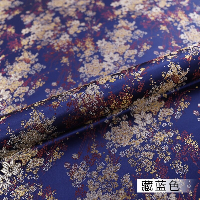 Brokaat Satijn Stof Mooie Jurk Stof Materiaal Voor Maken Cheongsam En Kimono: Deep Blue
