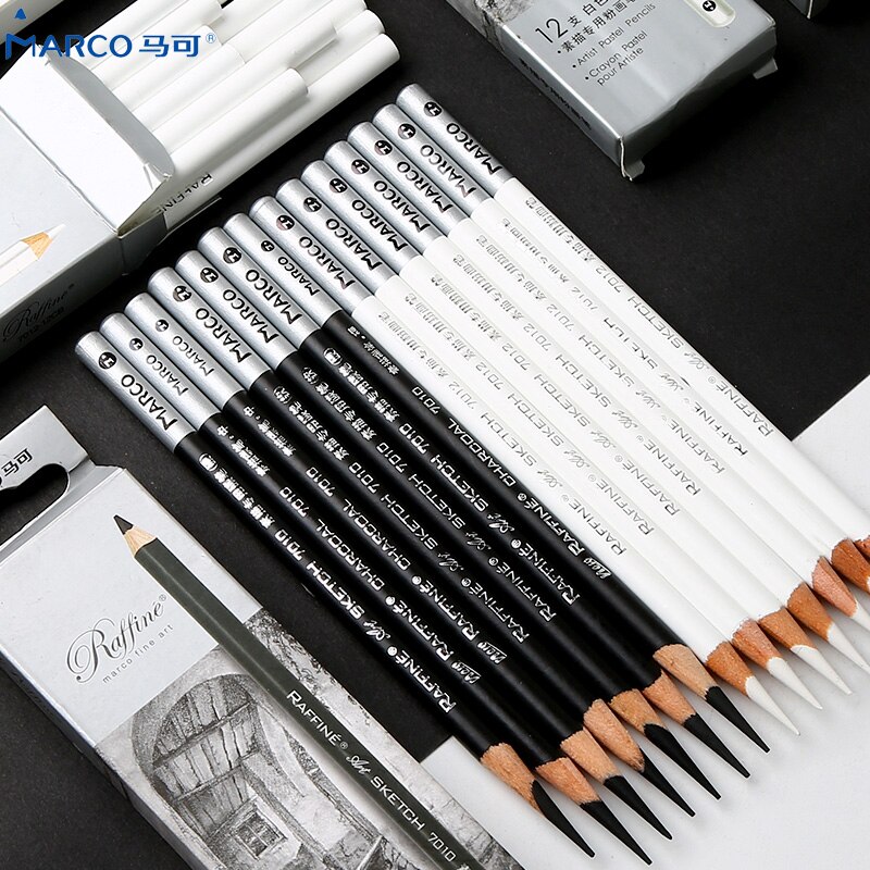 Marco hvid kul highlighter hvid skitse blyant studerende begynder speciel blød hård voksen håndmalet værktøj kunstforsyninger