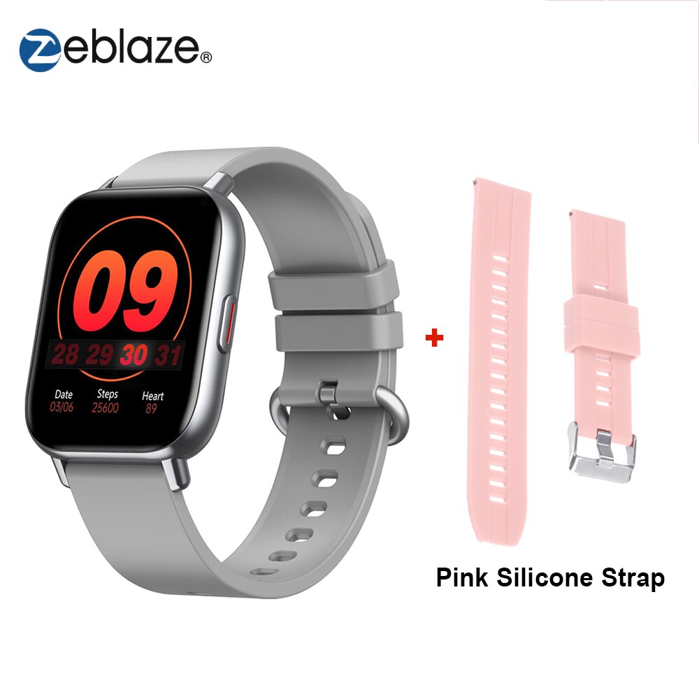 Zeblaze GTS Pro Smart Uhr Bluetooth 5,0 IP67 Wasserdichte Spo2 Ebene Smartwatch Schlaf/Herz Rate/Blutdruck Monitor uhren: Silver Pink Strap