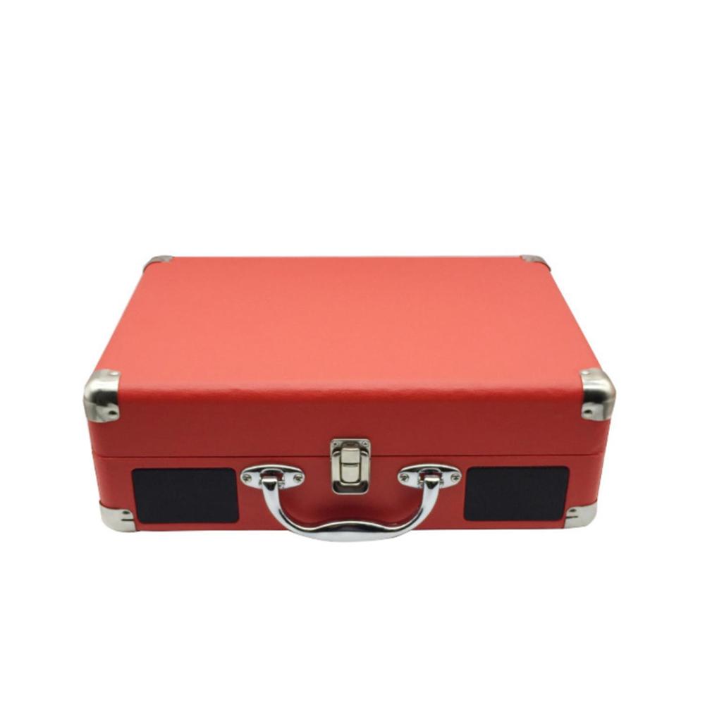 Årgang 33/45/78 omdr./min. bluetooth bærbar kuffert drejeskive vinyl lp plade telefonafspiller 3- hastighed aux-in line-out 100-240v: Rød
