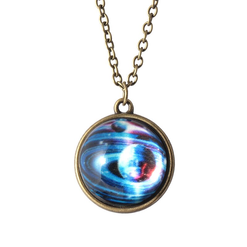 Galaxia luminosa hecha a mano bola de cristal tiempo gema colgante collar resplandor] ing universo fantasía cielo estrellado collar joyería amantes: O