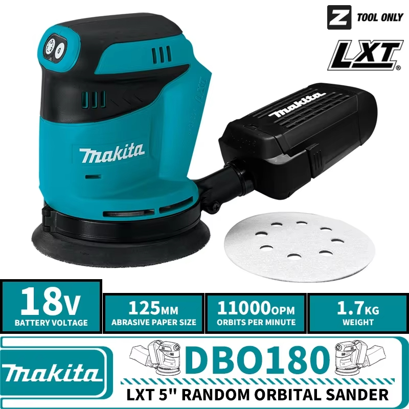 Makita DBO180Z Lithium-Ionen 18 V kabellose wiederaufladbare Scheibe, Exzenterschleifer, Holzbearbeitung, Schleifkitt, Polieren, nacktes Werkzeug