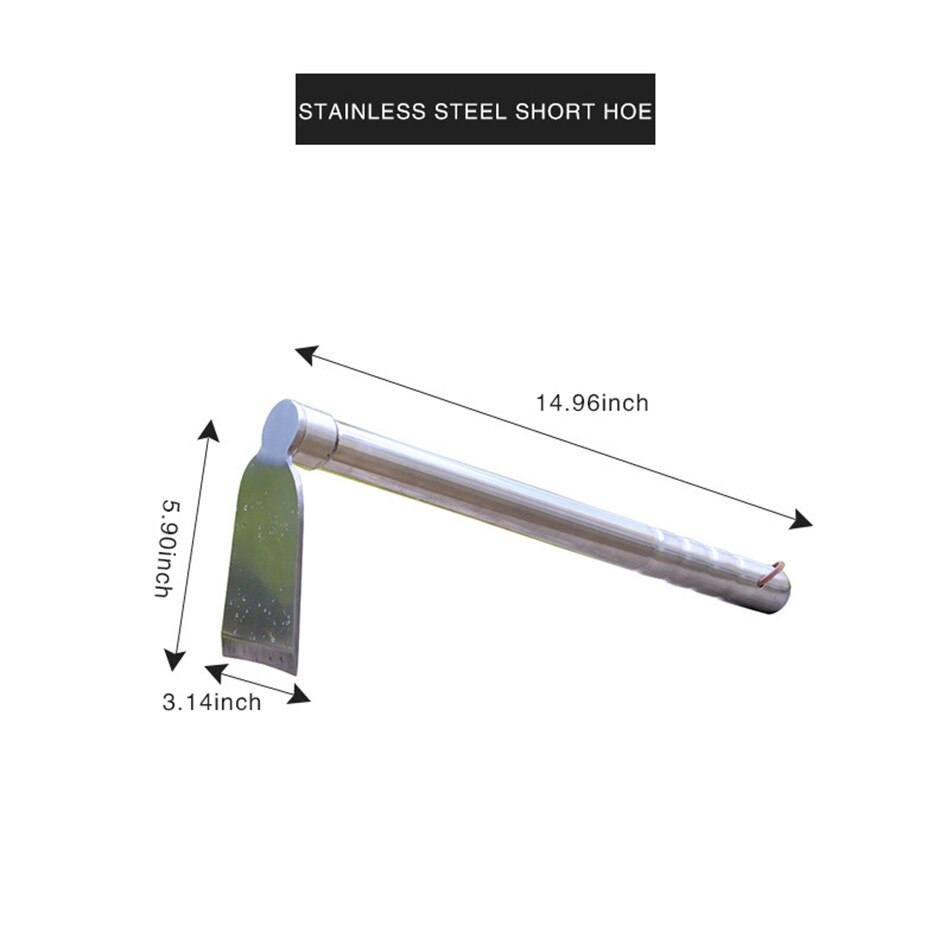 1pc stainless steel / wood long handle short handle weeding hoe long handle short handle gardening tool weeding scarification: Stainless steel hoe