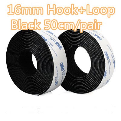 Mocne rzepy zapięcie samoprzylepne taśma haczyk i pętla nylonowa naklejka magiczne rzepy klej z klejem do majsterkowania 16 ~ 110mm 50cm: 16mmblack 1pair 50cm