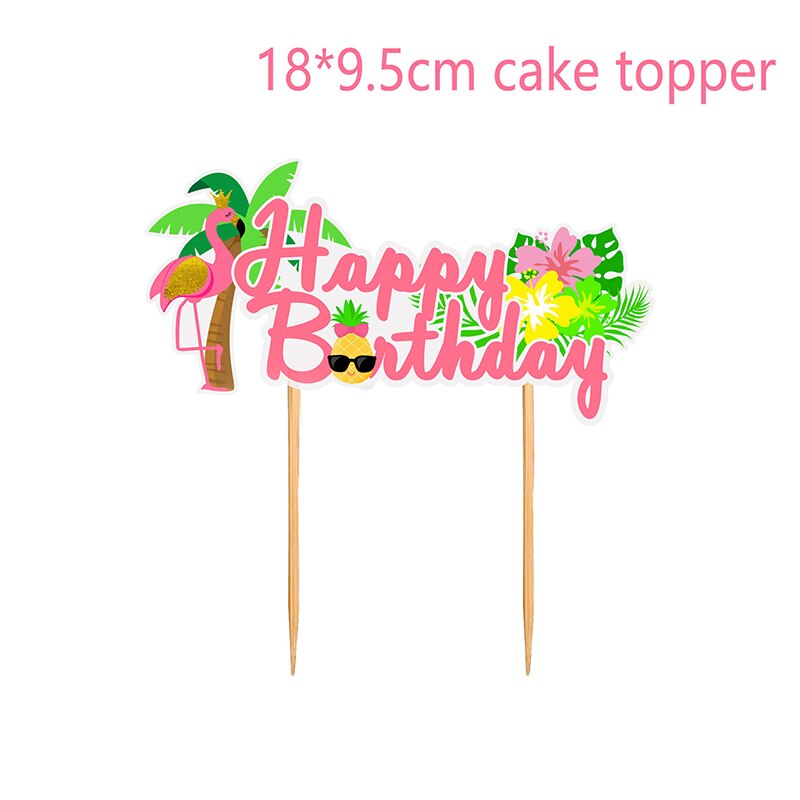 Tropical Flamingo Pineapple Happy Birthday Cake Topper Kids Baby Shower Birthday Wedding Cake Decoration Hawaii Party Supplies: Deep Sapphire